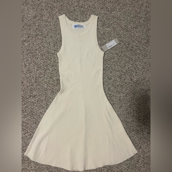 Big Water Blue Cream Ribbed Sleeveless Dress Small NWT - Picture 1 of 3
